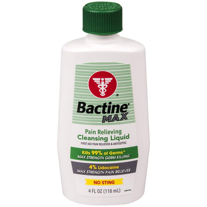 Bactine MAX 4 oz Schmerzlindernde Reinigungsflüssigkeit – Wundreiniger und Desinfektionsmittel