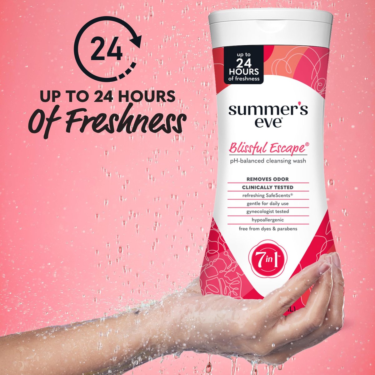 Summer's Eve Blissful Escape Tägliches Erfrischendes Ganzkörper-Femininwaschgel, Geruchsentfernung, pH-ausgeglichen, 15 Fl Oz (3er-Pack)