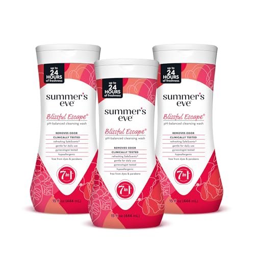 Summer's Eve Blissful Escape Tägliches Erfrischendes Ganzkörper-Femininwaschgel, Geruchsentfernung, pH-ausgeglichen, 15 Fl Oz (3er-Pack)