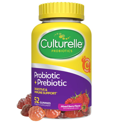 Culturelle Tägliche Probiotische Gummibärchen für Frauen & Männer, Beerengeschmack, 52 Stück, natürlich gewonnene Probiotika + Präbiotika für die Verdauungsgesundheit, Nicht-GVO & vegan