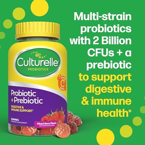 Culturelle Tägliche Probiotische Gummibärchen für Frauen & Männer, Beerengeschmack, 52 Stück, natürlich gewonnene Probiotika + Präbiotika für die Verdauungsgesundheit, Nicht-GVO & vegan