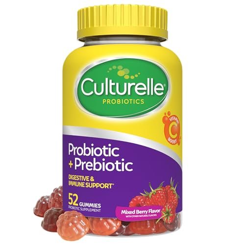 Culturelle Tägliche Probiotische Gummibärchen für Frauen & Männer, Beerengeschmack, 52 Stück, natürlich gewonnene Probiotika + Präbiotika für die Verdauungsgesundheit, Nicht-GVO & vegan