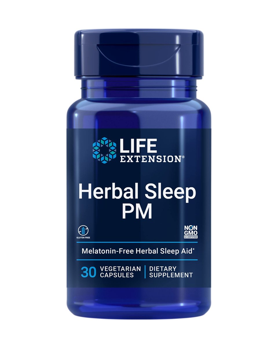 Life Extension Herbal Sleep PM – Hormonfreies pflanzliches Schlafmittel mit Melisse, Honokiol und Kamille, 30 Kapseln