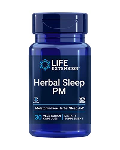 Life Extension Herbal Sleep PM – Hormonfreies pflanzliches Schlafmittel mit Melisse, Honokiol und Kamille, 30 Kapseln