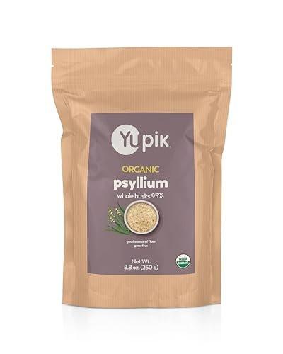Yupik Bio Ganze Flohsamenschalen 250 g, 95 % Reinheit, lösliche Ballaststoffe, USDA-zertifiziert, Non-GMO, Koscher, glutenfrei, zuckerfrei & fettfrei, ungewürzt, pflanzlich, ideal für Haferflocken & Müsli