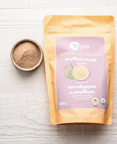 Yupik Bio Ganze Flohsamenschalen 250 g, 95 % Reinheit, lösliche Ballaststoffe, USDA-zertifiziert, Non-GMO, Koscher, glutenfrei, zuckerfrei & fettfrei, ungewürzt, pflanzlich, ideal für Haferflocken & Müsli