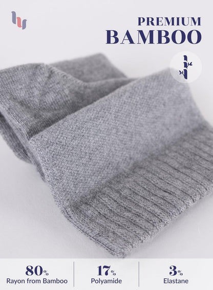 Hugh Ugoli Diabetikersocken für Herren, lockerer Knöchelsocken aus Rayon, extra weit, dünn, nahtlose Zehenpartie und nicht einschnürendes Bündchen, 4 Paare, Hellgrau, Schuhgröße: 8-11