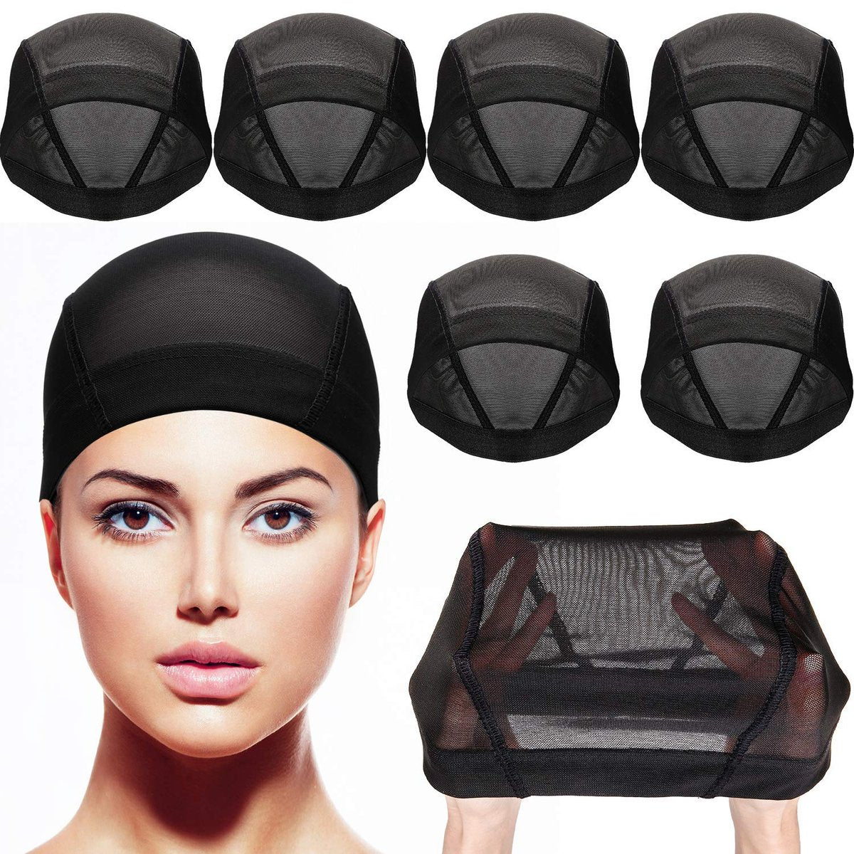 Tatuo 5er-Pack Mesh Wig Cap für Damen – Dehnbare, blanke Kappen zur Herstellung von Perücken (Klar, Blank)