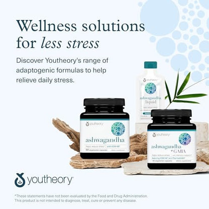 Youtheory Ashwagandha mit organischem KSM-66 Ashwagandha – Kräutermischung zur Unterstützung von Stressabbau & Energielevel* – Hilft, die Stimmung zu unterstützen* – 60 vegetarische Kapseln (30-Tage-Vorrat)