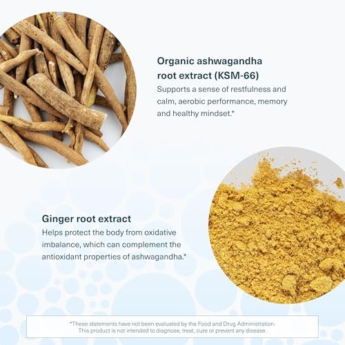 Youtheory Ashwagandha mit organischem KSM-66 Ashwagandha – Kräutermischung zur Unterstützung von Stressabbau & Energielevel* – Hilft, die Stimmung zu unterstützen* – 60 vegetarische Kapseln (30-Tage-Vorrat)