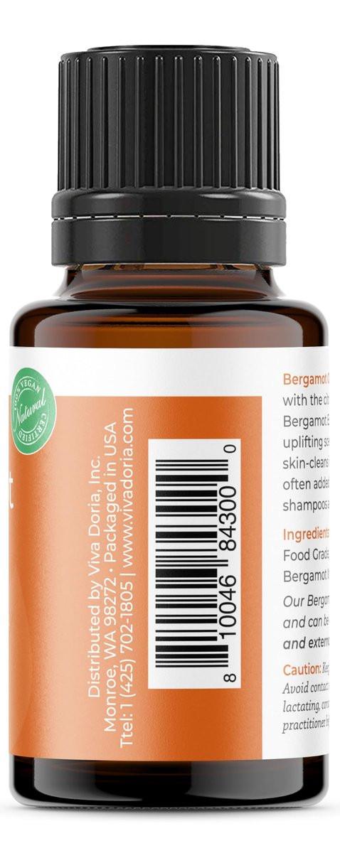 Viva Doria Bergamotte Ätherisches Öl, 100% Rein, Natürlich, Italienisches Bergamotte Öl, Unverdünnt, für Aromatherapie | Lebensmittelecht, 15 ml (0,5 Fl Oz)