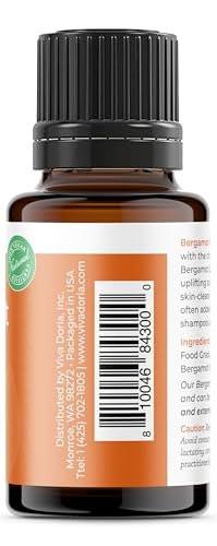 Viva Doria Bergamotte Ätherisches Öl, 100% Rein, Natürlich, Italienisches Bergamotte Öl, Unverdünnt, für Aromatherapie | Lebensmittelecht, 15 ml (0,5 Fl Oz)