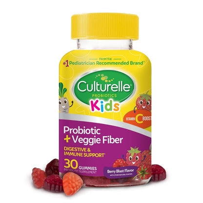 Culturelle Daily Probiotikum für Kinder + Vegane Ballaststoff-Gummis (ab 3 Jahren) 30 Stück Beeren-Geschmack – Probiotika für Verdauungsgesundheit & Immununterstützung plus Vitamin C für Kinder