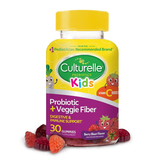Culturelle Daily Probiotikum für Kinder + Vegane Ballaststoff-Gummis (ab 3 Jahren) 30 Stück Beeren-Geschmack – Probiotika für Verdauungsgesundheit & Immununterstützung plus Vitamin C für Kinder
