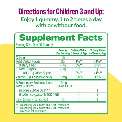 Culturelle Daily Probiotikum für Kinder + Vegane Ballaststoff-Gummis (ab 3 Jahren) 30 Stück Beeren-Geschmack – Probiotika für Verdauungsgesundheit & Immununterstützung plus Vitamin C für Kinder