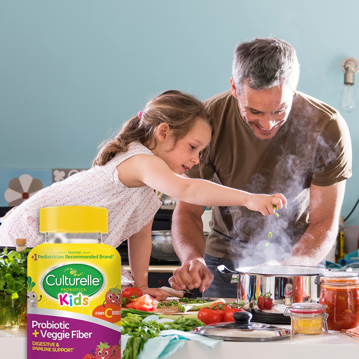 Culturelle Daily Probiotikum für Kinder + Vegane Ballaststoff-Gummis (ab 3 Jahren) 30 Stück Beeren-Geschmack – Probiotika für Verdauungsgesundheit & Immununterstützung plus Vitamin C für Kinder