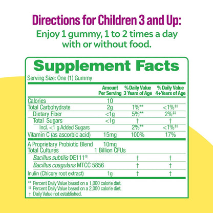 Culturelle Daily Probiotikum für Kinder + Vegane Ballaststoff-Gummis (ab 3 Jahren) 30 Stück Beeren-Geschmack – Probiotika für Verdauungsgesundheit & Immununterstützung plus Vitamin C für Kinder