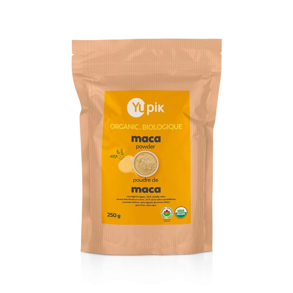 Yupik Bio Gelbes Maca-Pulver, 250 g, USDA-zertifiziert, glutenfrei, roh, vegan, koscher, nicht-GVO, nussig & erdiges Superfood für Smoothies & Backen