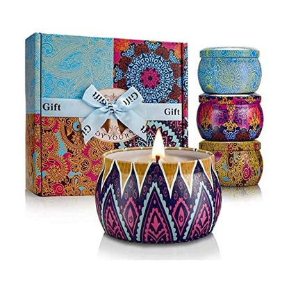 Kerzengeschenkset für Frauen, 4er Pack Duftkerzen mit 8% ätherischen Ölen, 120 Stunden langanhaltende Aromatherapie-Kerzen für Entspannung zu Hause
