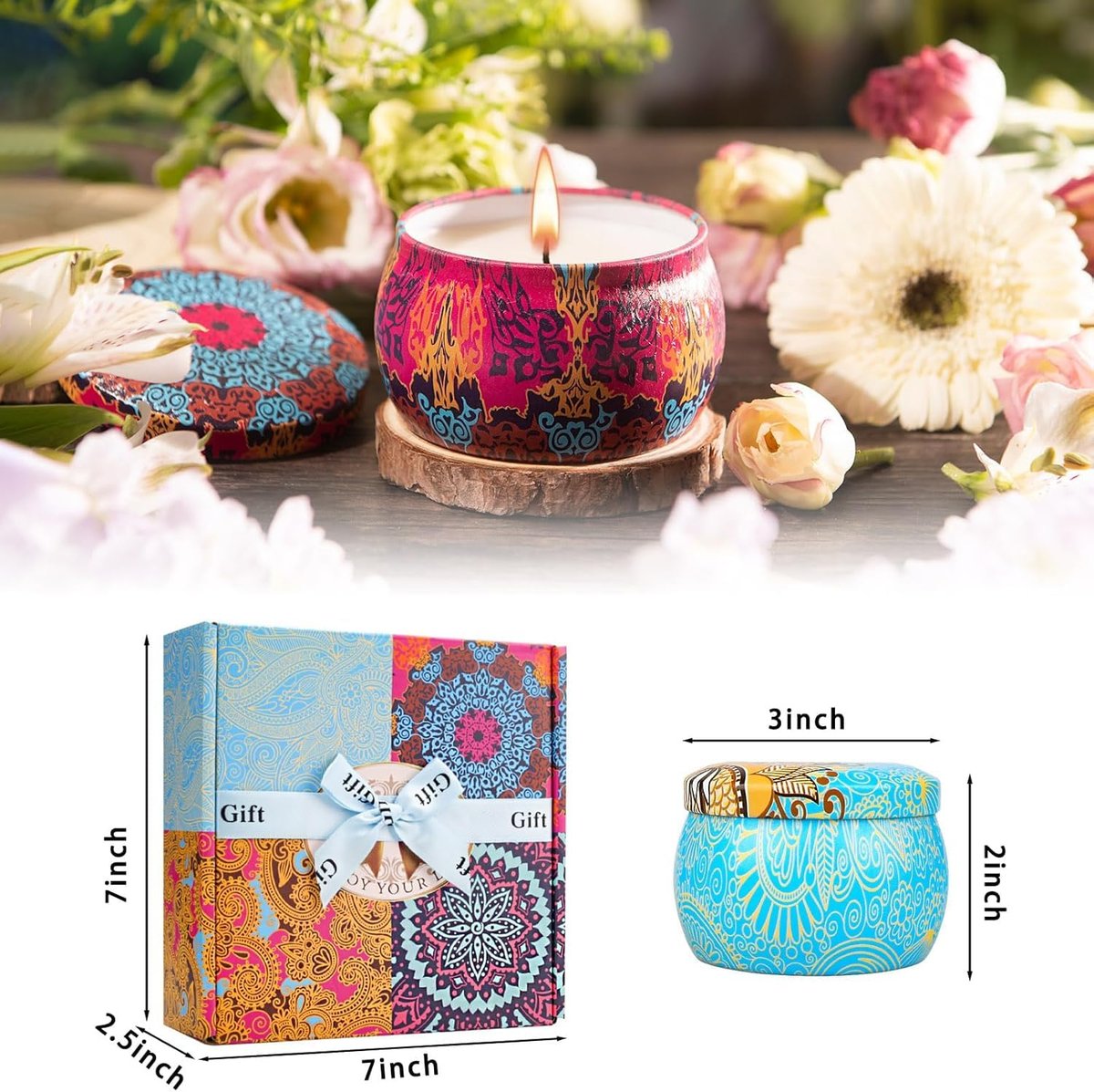 Kerzengeschenkset für Frauen, 4er Pack Duftkerzen mit 8% ätherischen Ölen, 120 Stunden langanhaltende Aromatherapie-Kerzen für Entspannung zu Hause