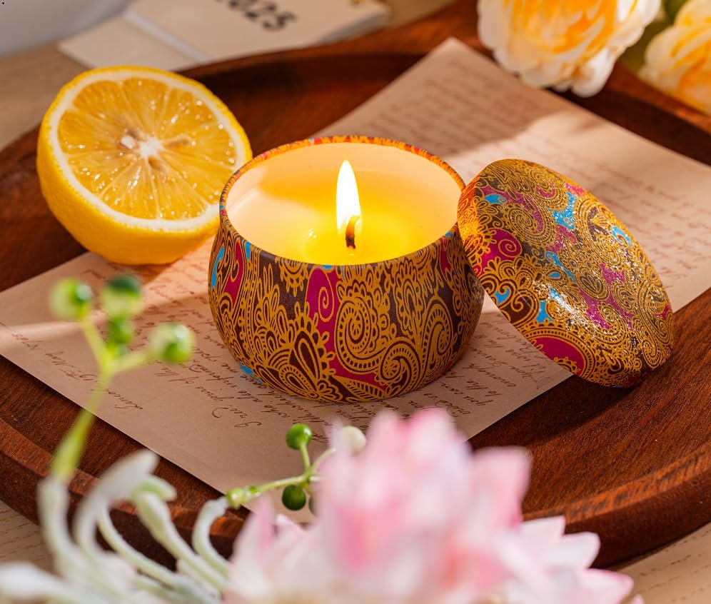 Kerzen Geschenkset für Frauen, 4er-Pack langanhaltende Lavendel-Duftkerzen aus Sojawachs, Aromatherapie-Kerzen für Entspannung zu Hause, ideales Geschenk zum Geburtstag, Erntedankfest, Muttertag, Valentinstag