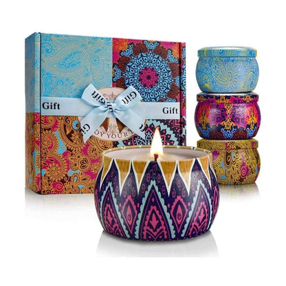 Kerzengeschenkset für Frauen, 4er Pack Duftkerzen mit 8% ätherischen Ölen, 120 Stunden langanhaltende Aromatherapie-Kerzen für Entspannung zu Hause