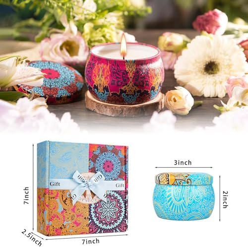 Kerzengeschenkset für Frauen, 4er Pack Duftkerzen mit 8% ätherischen Ölen, 120 Stunden langanhaltende Aromatherapie-Kerzen für Entspannung zu Hause