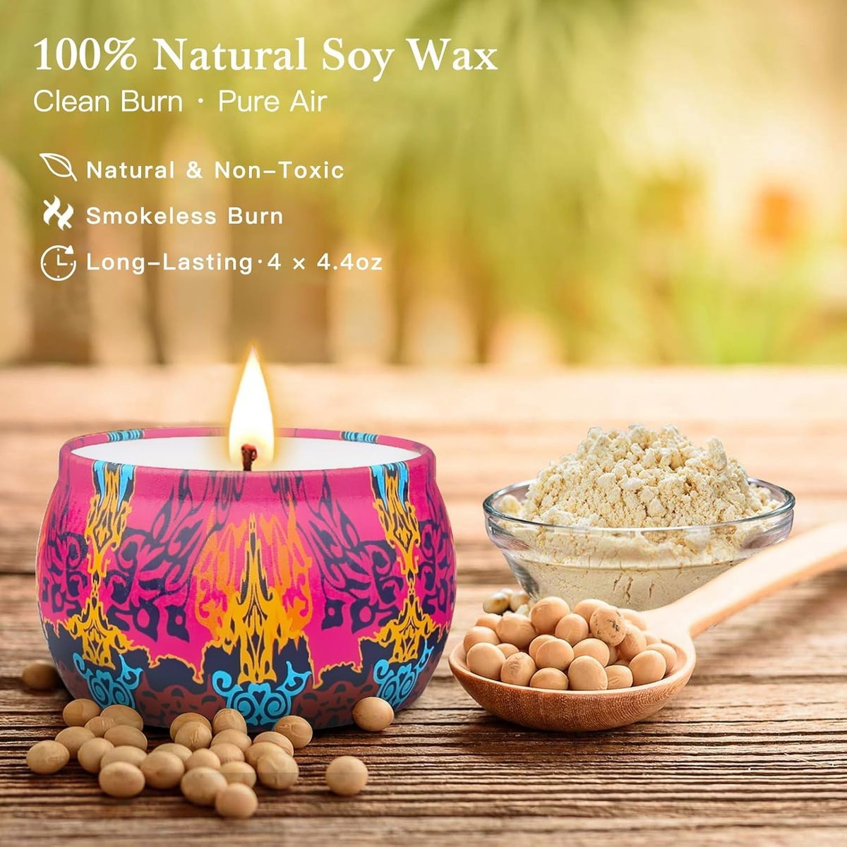 Kerzengeschenkset für Frauen, 4er Pack Duftkerzen mit 8% ätherischen Ölen, 120 Stunden langanhaltende Aromatherapie-Kerzen für Entspannung zu Hause