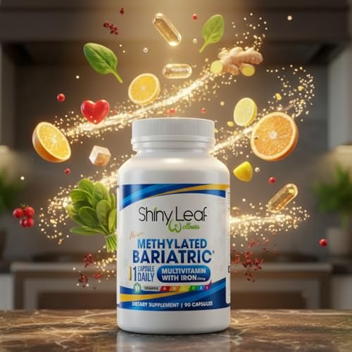 Shiny Leaf Methylated Bariatric Multivitamin mit Eisen 45 mg – Einmal täglich Kapsel, Hergestellt in den USA, ASMBS-konforme bariatrische Vitamine für Magenbypass & Magenschlauch, für Männer & Frauen – (90 Stück)