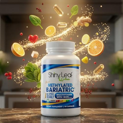 Shiny Leaf Methylated Bariatric Multivitamin mit Eisen 45 mg – Einmal täglich Kapsel, Hergestellt in den USA, ASMBS-konforme bariatrische Vitamine für Magenbypass & Magenschlauch, für Männer & Frauen – (90 Stück)