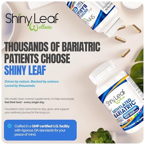Shiny Leaf Methylated Bariatric Multivitamin mit Eisen 45 mg – Einmal täglich Kapsel, Hergestellt in den USA, ASMBS-konforme bariatrische Vitamine für Magenbypass & Magenschlauch, für Männer & Frauen – (90 Stück)