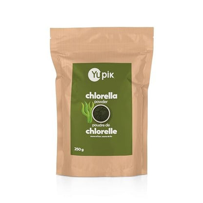 Yupik Chlorella Pulver 250 g – Superfood, Koscher, Glutenfrei, Reich an Chlorophyll, Antioxidantien, Protein, Eisen, Schwermetall-Entgifter