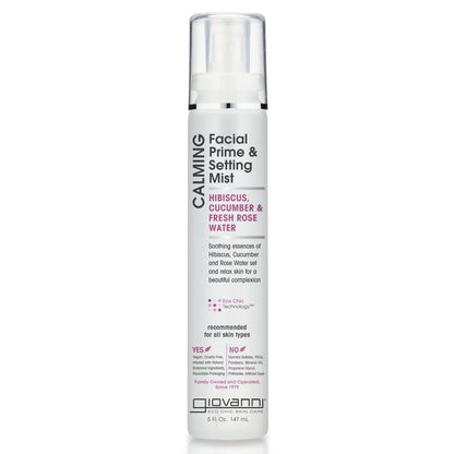 GIOVANNI Beruhigendes Gesichts-Fixierspray - Hibiskus, Gurke & frisches Rosenwasser, Set & Relax für einen schönen Teint, Feuchtigkeit für unterwegs, Vor & nach dem Make-up - 150 ml