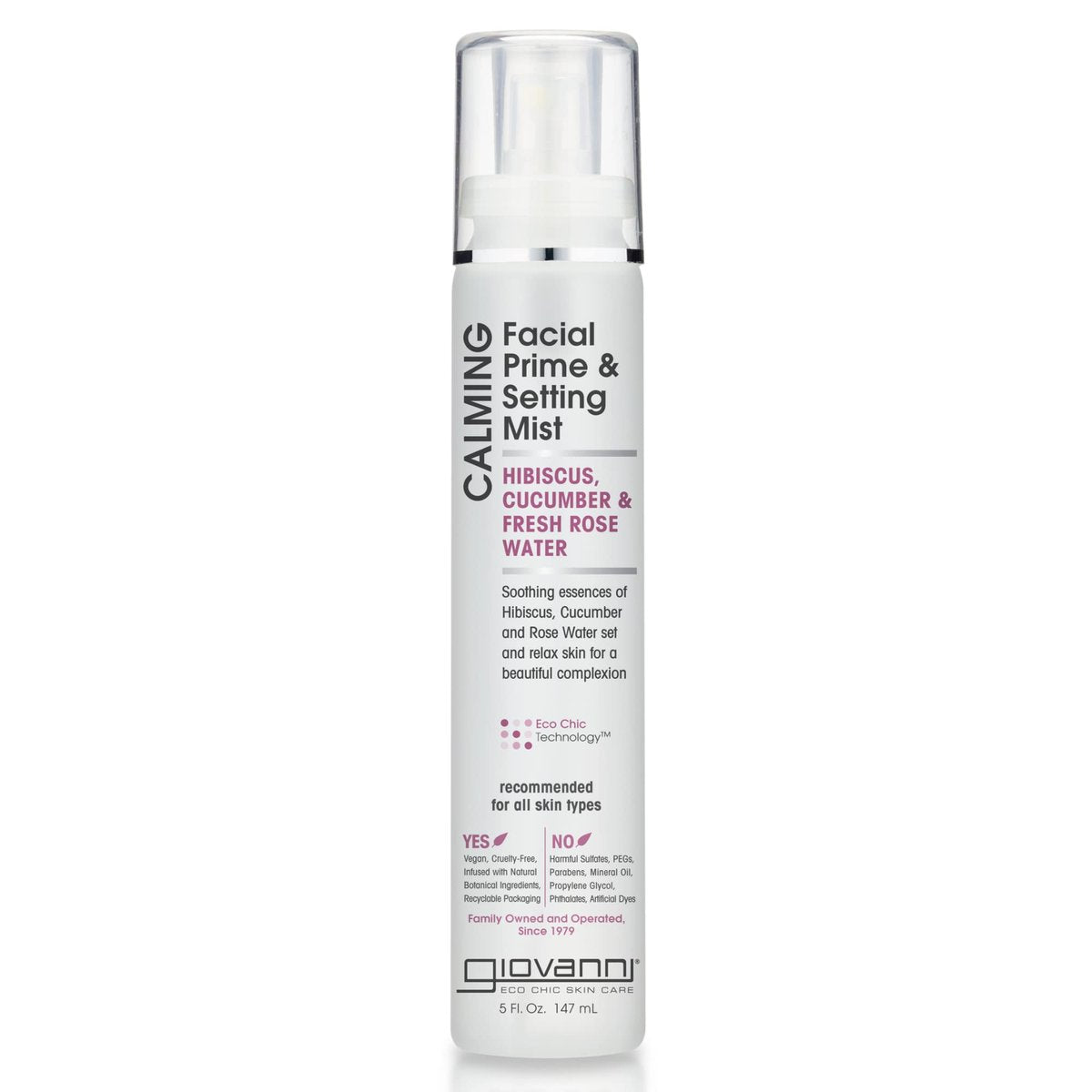 GIOVANNI Beruhigendes Gesichts-Fixierspray - Hibiskus, Gurke & frisches Rosenwasser, Set & Relax für einen schönen Teint, Feuchtigkeit für unterwegs, Vor & nach dem Make-up - 150 ml