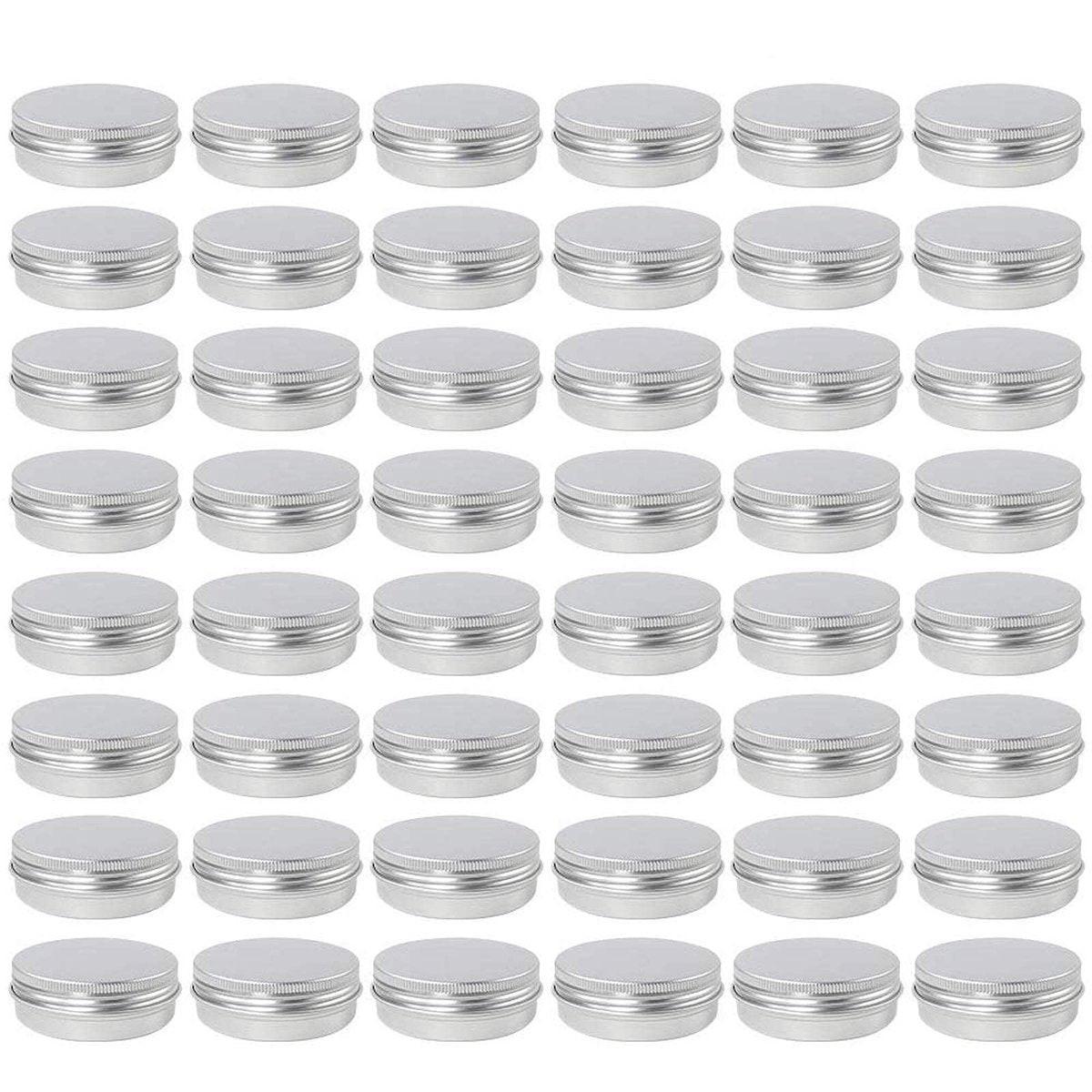 Moretoes 48er-Pack 2 oz Metallrunddosen Aluminiumdosen mit Schraubdeckel für Salben, Gewürze oder Bonbons