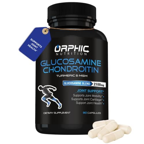 ORPHIC NUTRITION Glucosamin Chondroitin MSM 2100 mg – 90 Kapseln – Gelenkunterstützung für Männer & Frauen – Unterstützt Gelenkknorpel & Mobilität