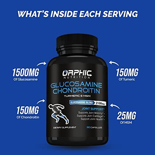 ORPHIC NUTRITION Glucosamin Chondroitin MSM 2100 mg – 90 Kapseln – Gelenkunterstützung für Männer & Frauen – Unterstützt Gelenkknorpel & Mobilität