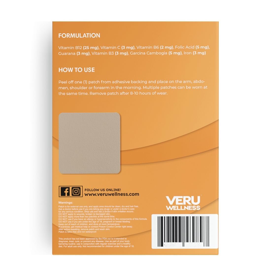 Veru Wellness B12 Energy Patch – 60 selbstklebende Zeitfreisetzungspflaster für 60 Tage Energie