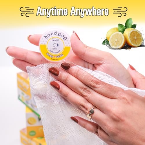 BARBERUPP Hand Pop Lemon Scented Wipes – 24er Pack Reisefeuchttücher, Alkoholfrei, Feuchtigkeitsspendend, Umweltfreundlich, Erfrischend, Passt in Sporttasche, Handtasche, Tasche oder Gepäck