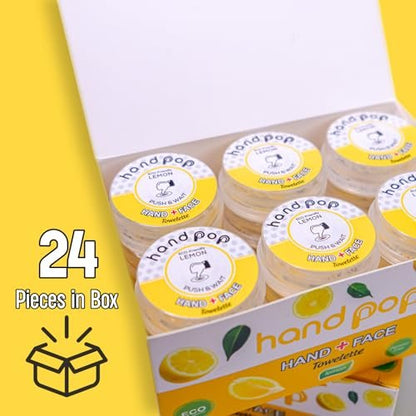 BARBERUPP Hand Pop Lemon Scented Wipes – 24er Pack Reisefeuchttücher, Alkoholfrei, Feuchtigkeitsspendend, Umweltfreundlich, Erfrischend, Passt in Sporttasche, Handtasche, Tasche oder Gepäck