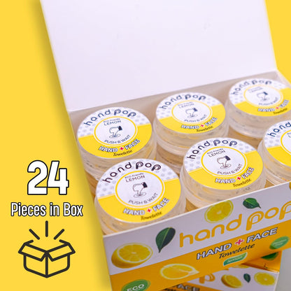 BARBERUPP Hand Pop Lemon Scented Wipes – 24er Pack Reisefeuchttücher, Alkoholfrei, Feuchtigkeitsspendend, Umweltfreundlich, Erfrischend, Passt in Sporttasche, Handtasche, Tasche oder Gepäck