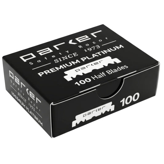 Parker Safety Razor Premium Platinum Rasierklingen, Einzelklingen, 100 Stück - Für professionelle Friseure, Shavette und Rasiermesser mit Einwegklingen