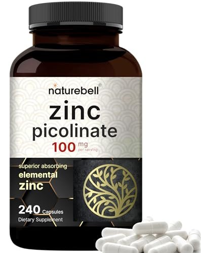 Hochdosiertes Zinkpicolinat 100 mg – 240 Kapseln, bioverfügbare Form für Immunsystem & Hautgesundheit, Non-GMO & Glutenfrei