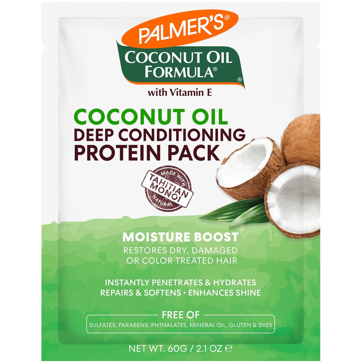 Palmer's Coconut Oil Formula Moisture Boost Protein Pack – Haarbehandlung für trockenes, geschädigtes und coloriertes Haar, 12er-Pack