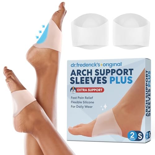 Dr. Frederick’s Original Fußgewölbe-Stützbänder Plus - 2 Stück - Ärzteentwickelte Plantarfasziitis & Plattfuß-Entlastung - Fußbandagen für Senkfüße, Fersenschmerzen & müde Füße - Weiches Gel-Kissen - S/M