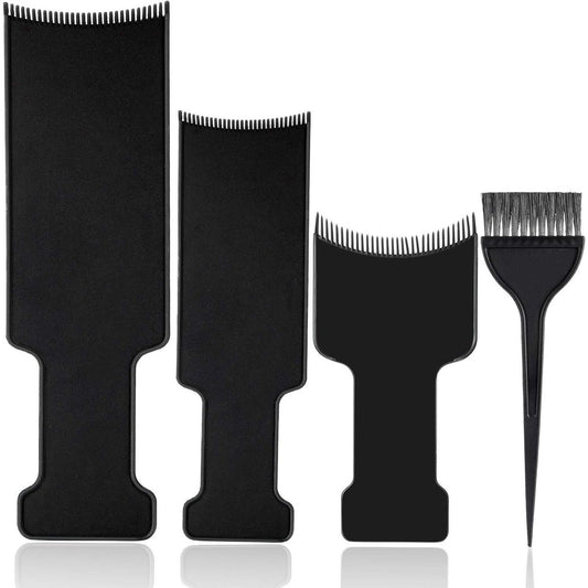 Mudder 4-teiliges Balayage-Highlighting-Brett- und Pinsel-Set – Haarfärbepinsel und 3 Kämme für Strähnchen, Friseurzubehör für Damen