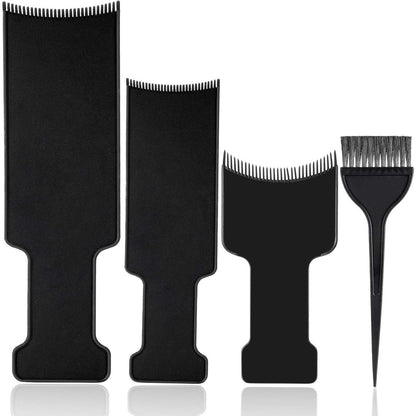 Mudder 4-teiliges Balayage-Highlighting-Brett- und Pinsel-Set – Haarfärbepinsel und 3 Kämme für Strähnchen, Friseurzubehör für Damen