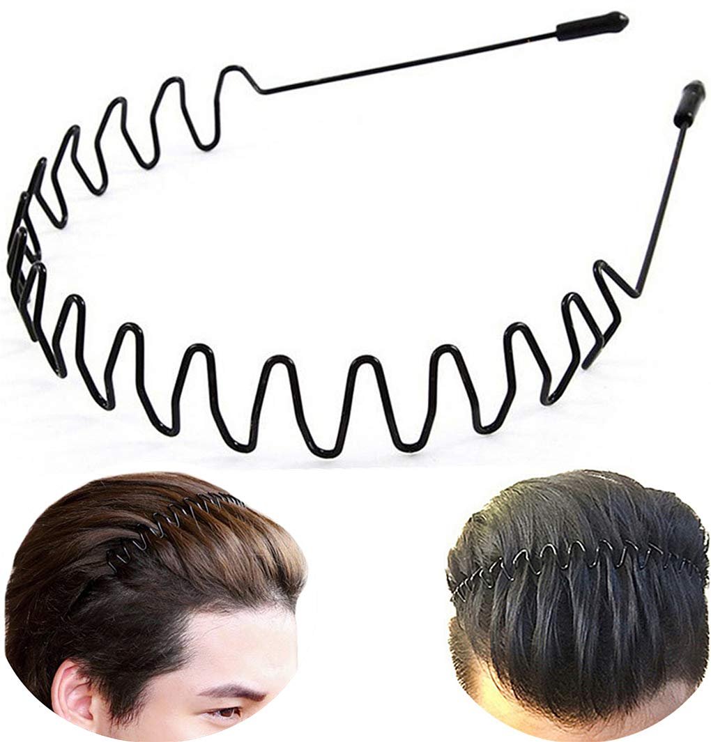 Bodbop Metall-Haarband Schwarz – Rutschfester Haarreif für Damen & Herren mit Wellenzähnen
