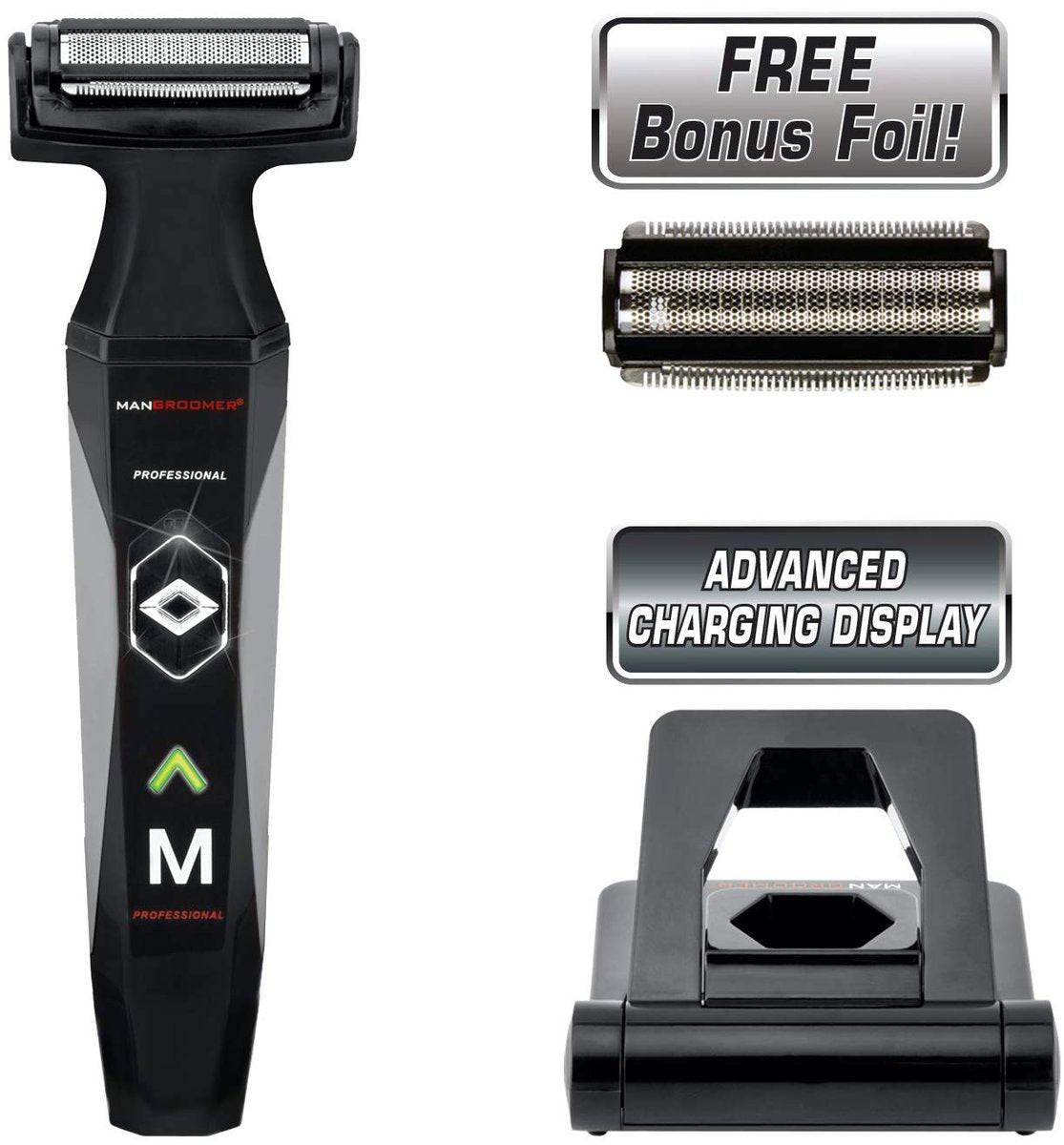 MANGROOMER 2.0 Professioneller Body Groomer, Ball Groomer & Body Trimmer mit Propivot Flexing Kopf, 3 Trimmerkämmen, Nass/Trocken & einem kostenlosen Folienaufsatz