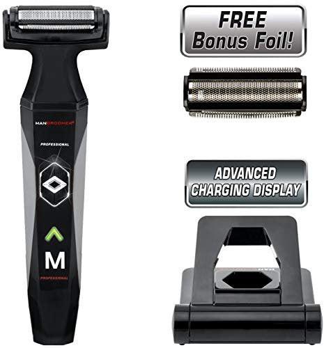 MANGROOMER 2.0 Professioneller Body Groomer, Ball Groomer & Body Trimmer mit Propivot Flexing Kopf, 3 Trimmerkämmen, Nass/Trocken & einem kostenlosen Folienaufsatz